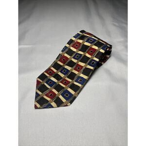 Neiman Marcus Silk Men's Tie Spain Unique Pattern Design Art Red Blue Black